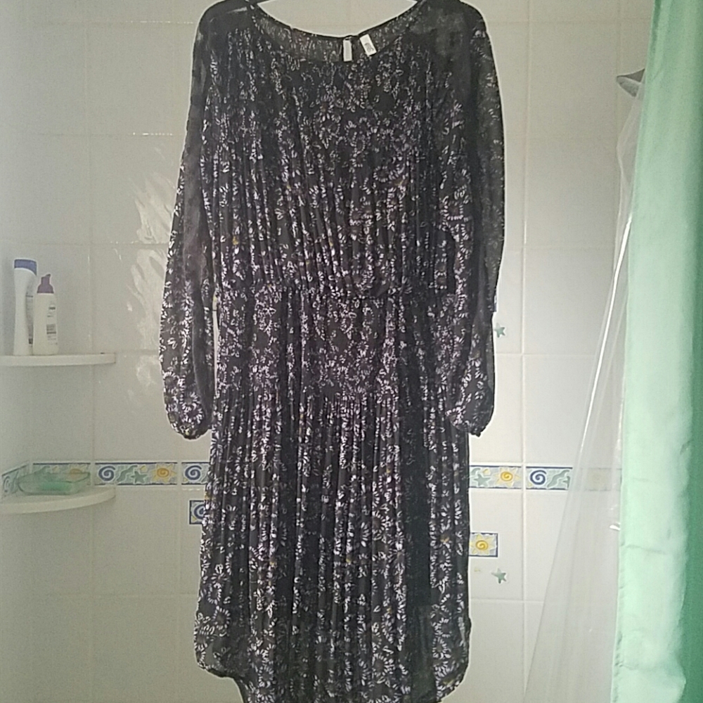 Free People black floral dress with lace